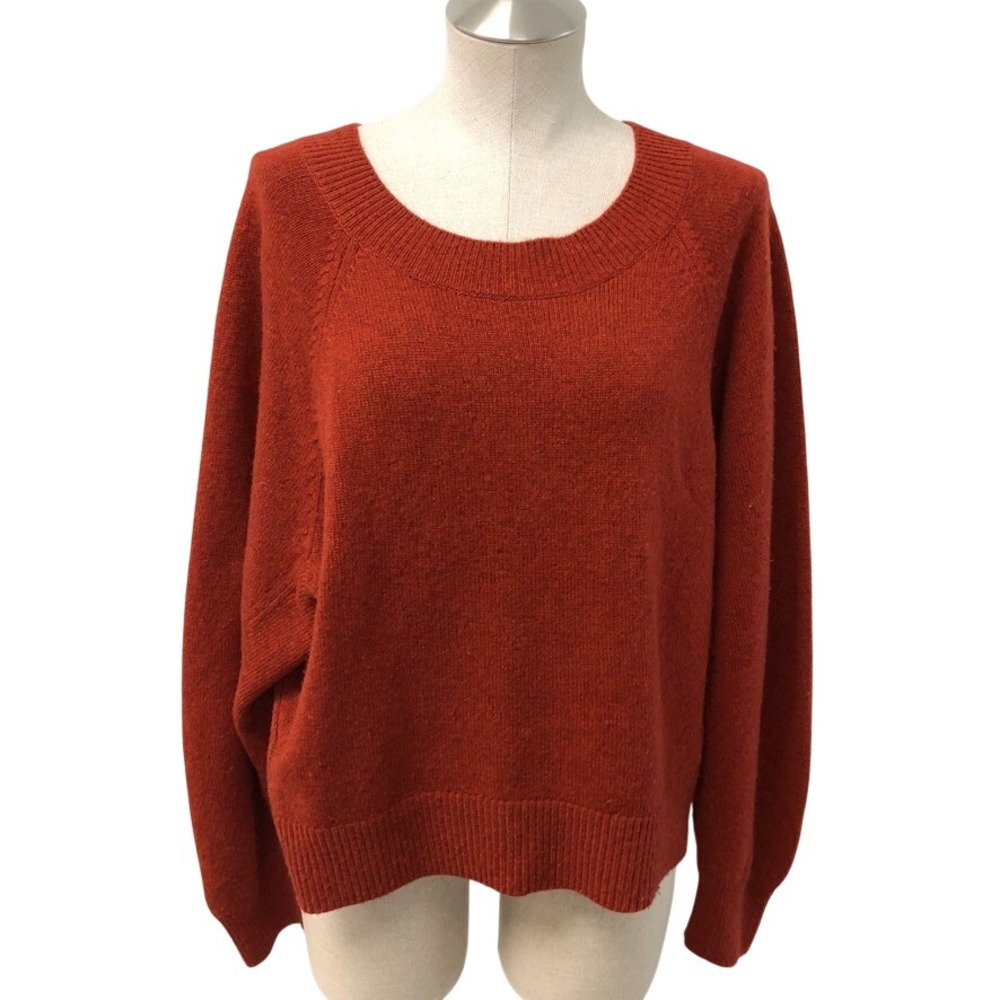 Vince Sweater Womens Large Burnt Orange Wool Cashmere Scoop Neck Long Sleeve